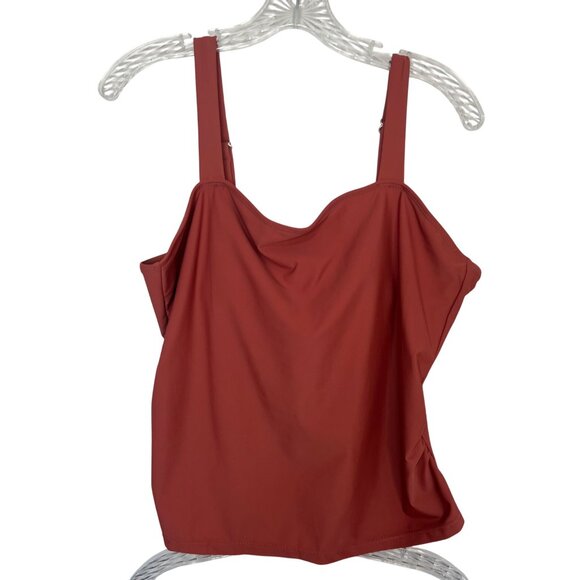 Two Piece Swimsuit Set Padded Top Flared Skirt Womens 3XL Rust Red New WOT - Picture 3 of 10